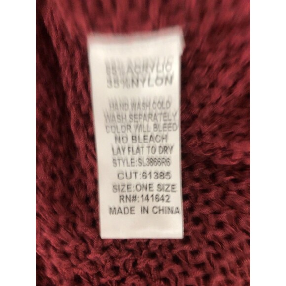 She + Sky Hi-Low Burgundy Oversized Knit Sweater One Size EUC - Picture 6 of 6